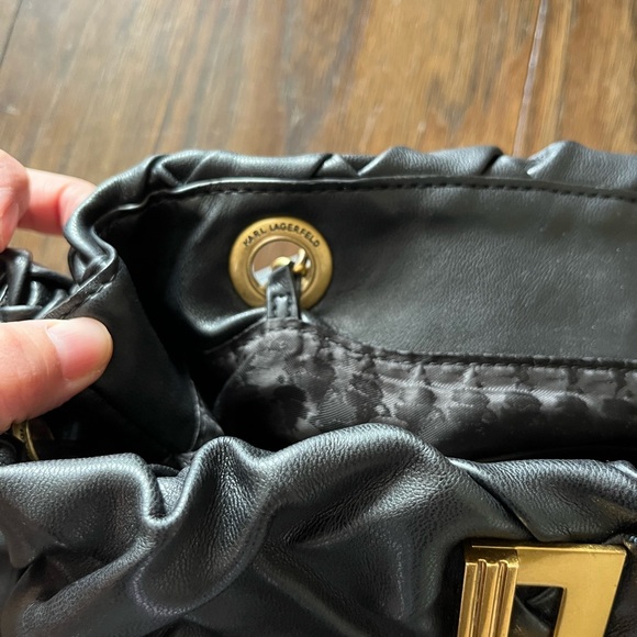 Karl Lagerfeld PARIS Tote Elegant Black Woven Handbag - Picture 5 of 8